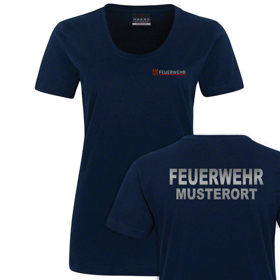 Damen Feuerwehr T-Shirt Brandenburg Navy
