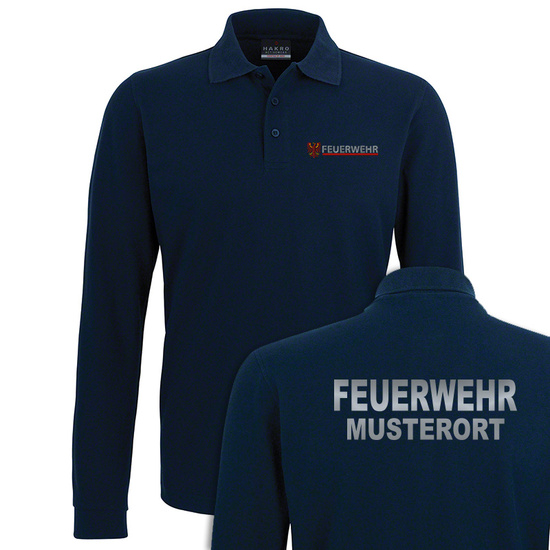 Feuerwehr Langarm Poloshirt Brandenburg Navy