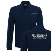 Feuerwehr Langarm Poloshirt Brandenburg mit Brusttasche Navy