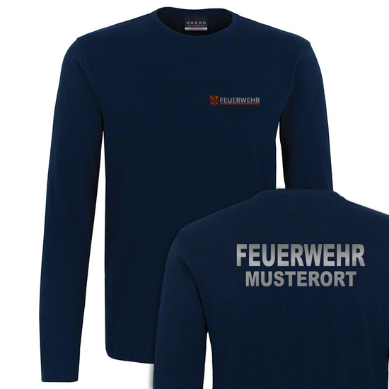 Feuerwehr Langarm T-Shirt Brandenburg Navy
