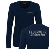 Damen Feuerwehr Langarm T-Shirt Brandenburg Navy