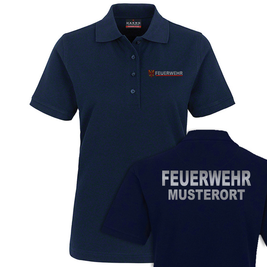 Damen Feuerwehr Poloshirt Brandenburg Mikralinar Navy